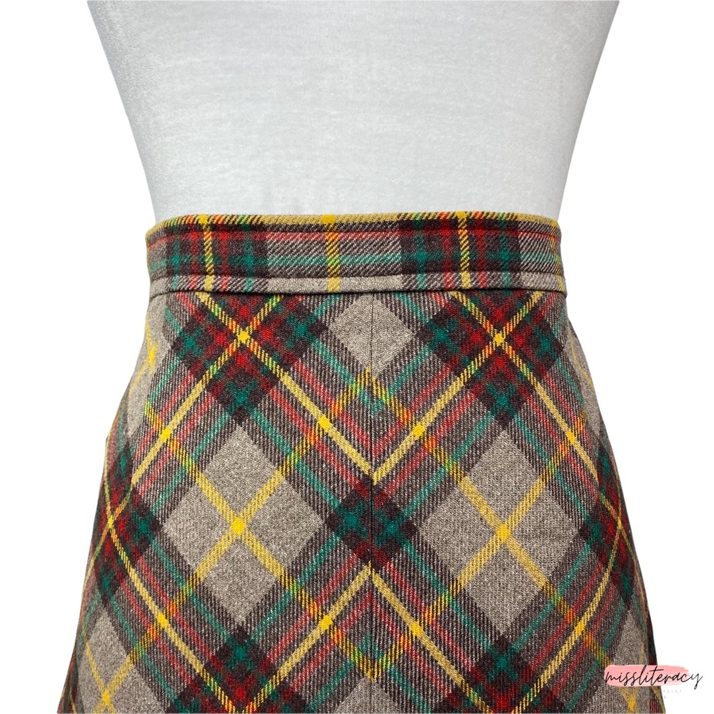Vintage Women's Mister Leonard/Len Wasser Wool Plaid Tartan Midi Skirt [Size L] - Picture 3 of 15